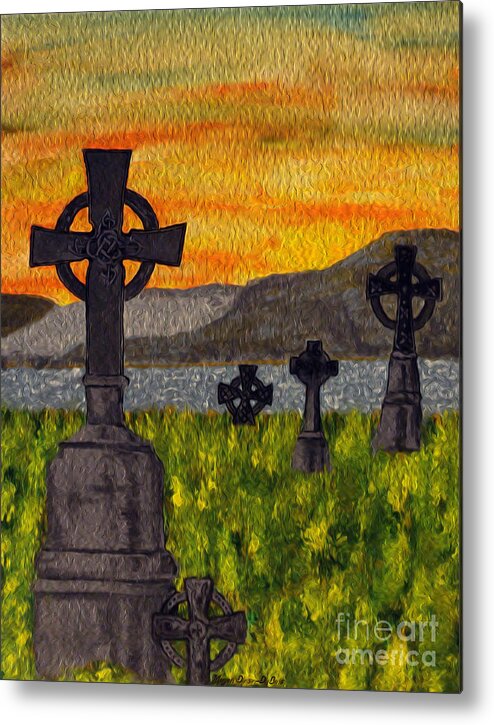 Acrylic Painting Metal Print featuring the painting Irish Cemetery-painting by Megan Dirsa-DuBois