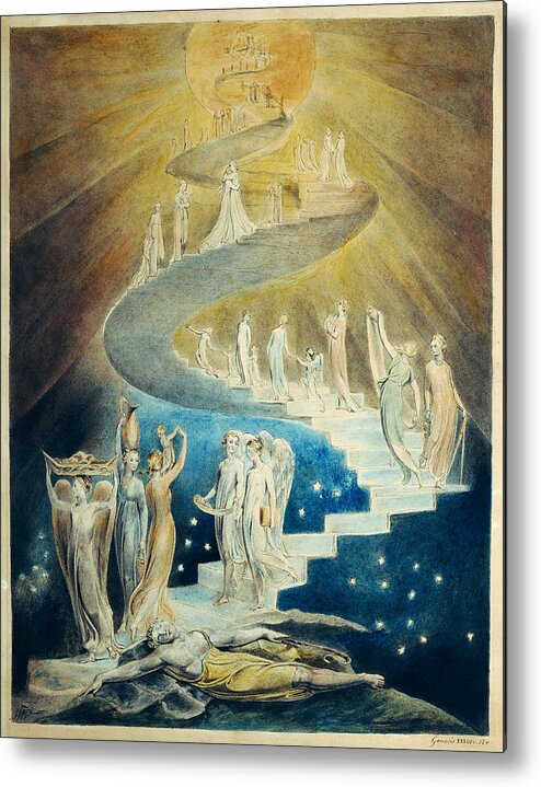 William Blake Metal Print featuring the painting Jacobs Dream #1 by William Blake