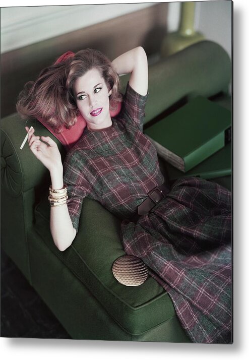 Indoors Metal Print featuring the photograph Jane Fonda Smoking by Horst P. Horst