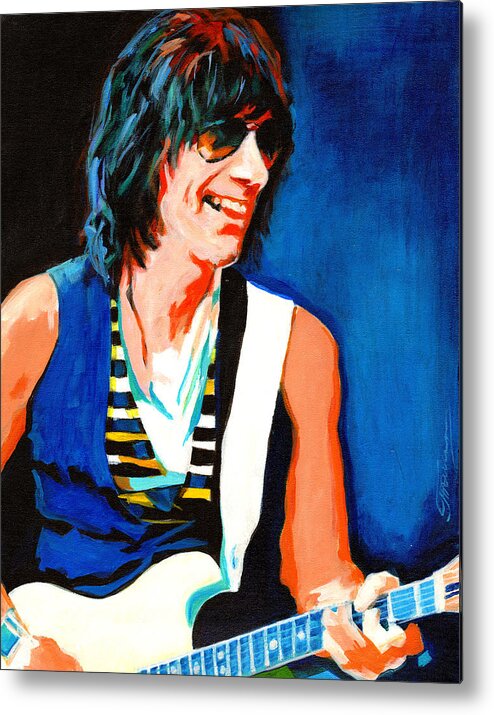 Tanya Filichkin Metal Print featuring the painting Jeff Beck. Brush With the Blues by Tanya Filichkin