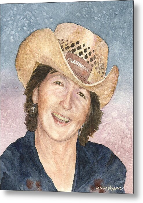 Cowgirl Painting Metal Print featuring the painting Jessie P.T. by Anne Gifford