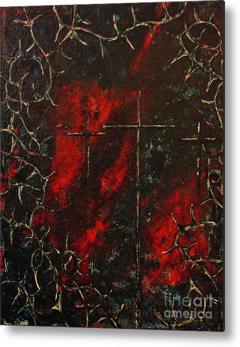 Abstract Painting Metal Print featuring the painting Jesus Did It All For Us by Wayne Cantrell