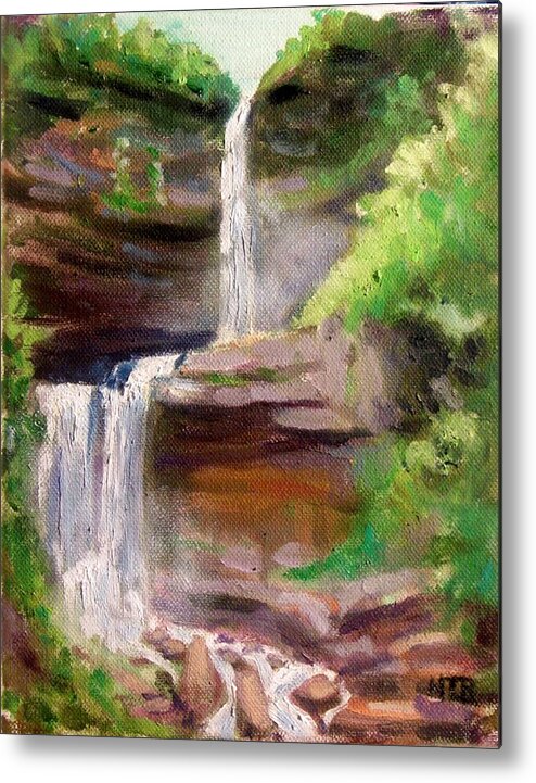 Landscape Metal Print featuring the painting Kaaterskill Falls by Nicolas Bouteneff