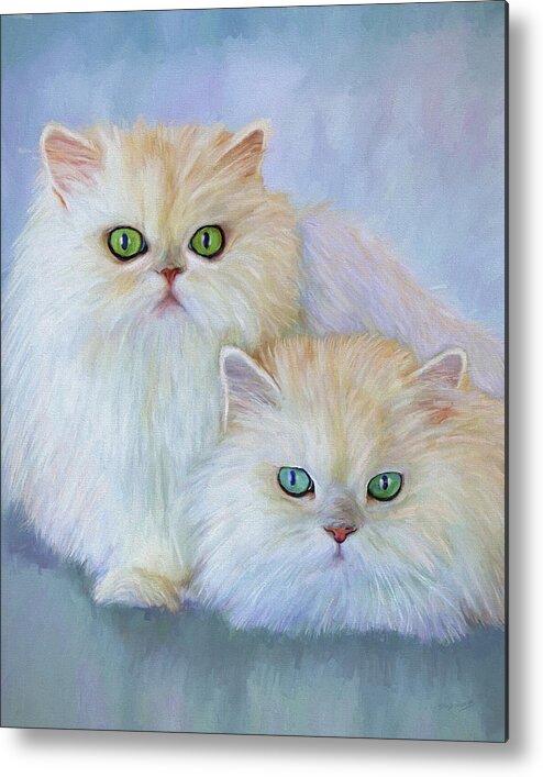 Cat Metal Print featuring the painting Katrina and Bjorn by David Wagner