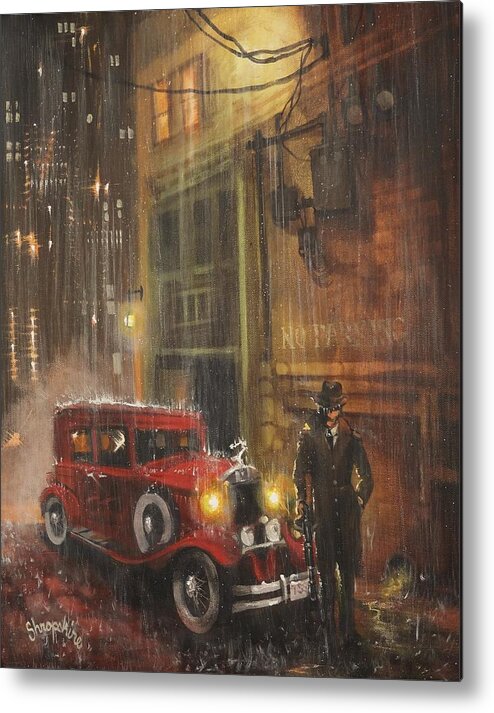 Mobsters Metal Print featuring the painting Keep the Motor Running by Tom Shropshire