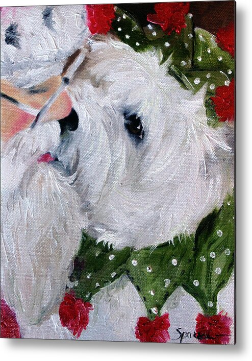 Santa Clause Metal Print featuring the painting Kissing Santa by Mary Sparrow