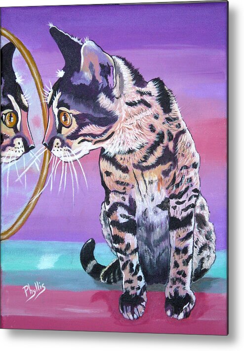 Bengal Cat Metal Print featuring the painting Kitten Image by Phyllis Kaltenbach