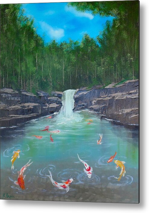  Koi Paintings Metal Print featuring the painting Koi Paradise by Kevin Brown