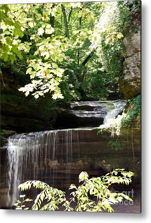 Waterfall Metal Print featuring the photograph La Salle Waterfall Starved Rock by Pete Klinger