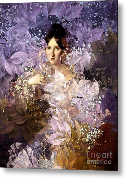 Woman Metal Print featuring the digital art Laila - Des Femmes et des Fleurs by Aimelle Ml