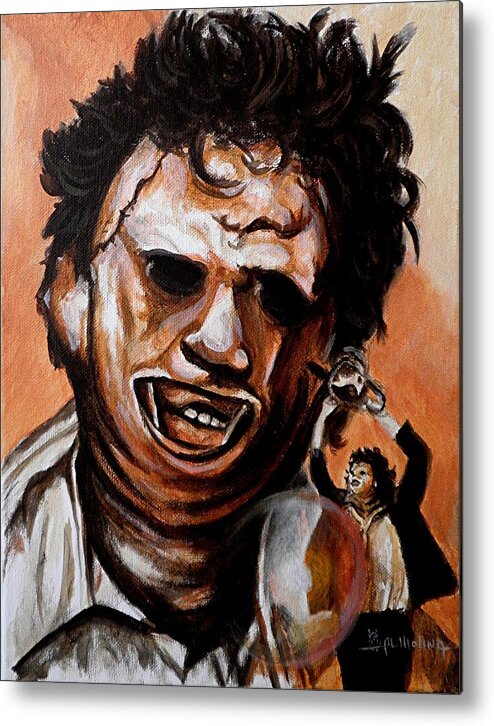 Leatherface Metal Print featuring the painting Leatherface Unleashed by Al Molina