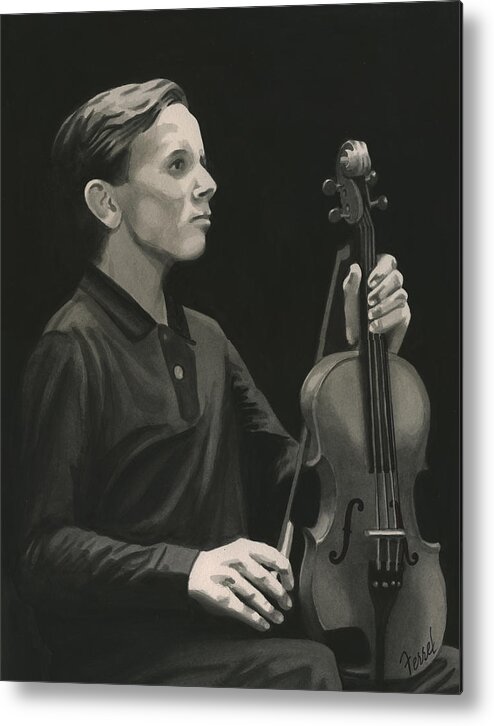 Violin Metal Print featuring the painting Legendary Violinist by Ferrel Cordle