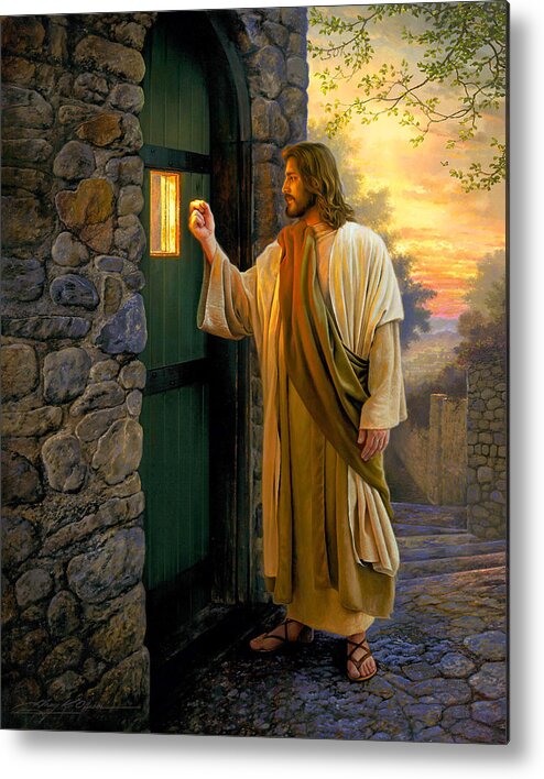Jesus Metal Print featuring the painting Let Him In by Greg Olsen