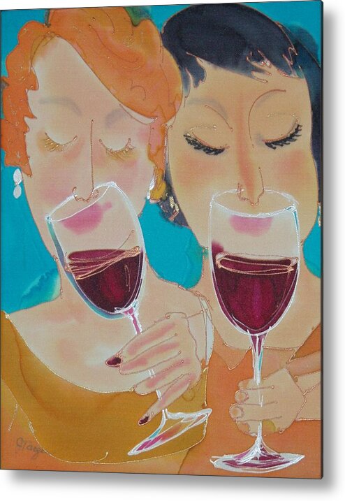 Wine Metal Print featuring the painting Let's Get Together by Jill Targer