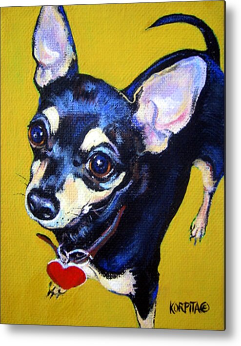 Chihuahua Metal Print featuring the painting Little Bitty Chihuahua by Rebecca Korpita