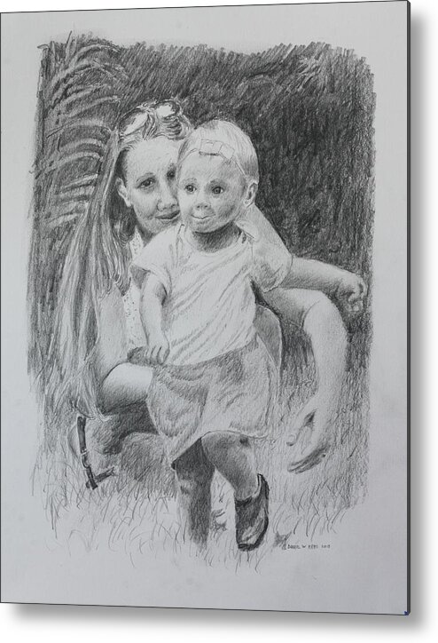 Mother Metal Print featuring the drawing Little Runaway by Daniel Reed