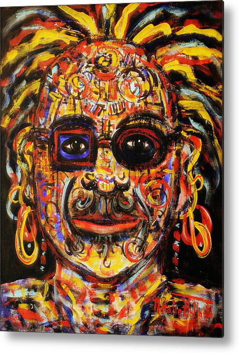 Face Metal Print featuring the painting Macho by Natalie Holland