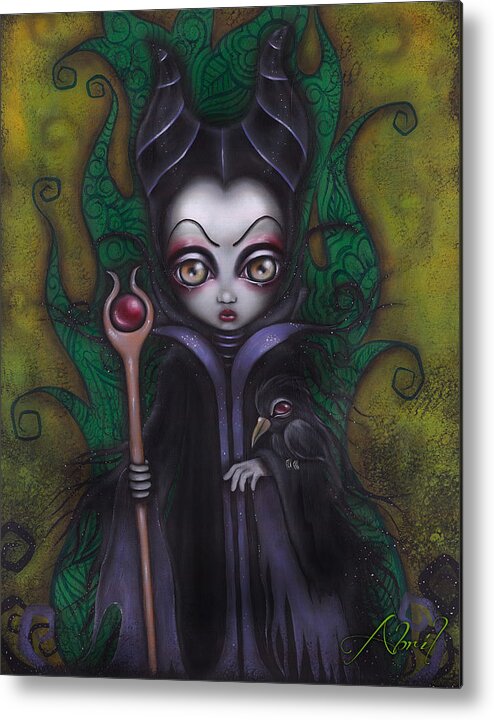Villains Metal Print featuring the painting Maleficent by Abril Andrade