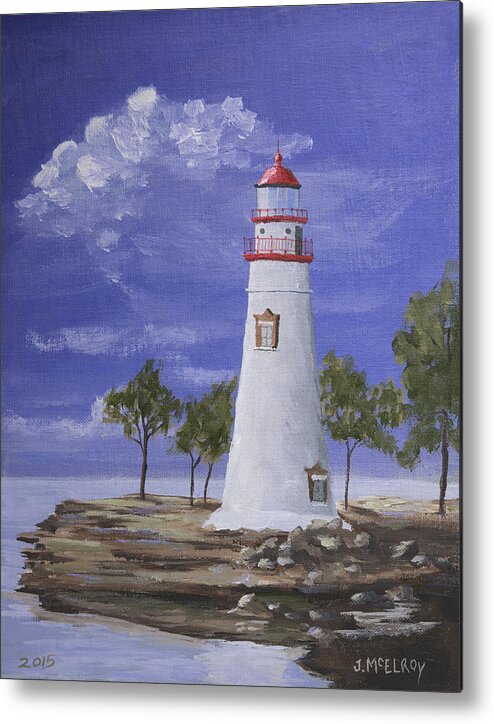 Ohio Metal Print featuring the painting Marble Head Lighthouse by Jerry McElroy
