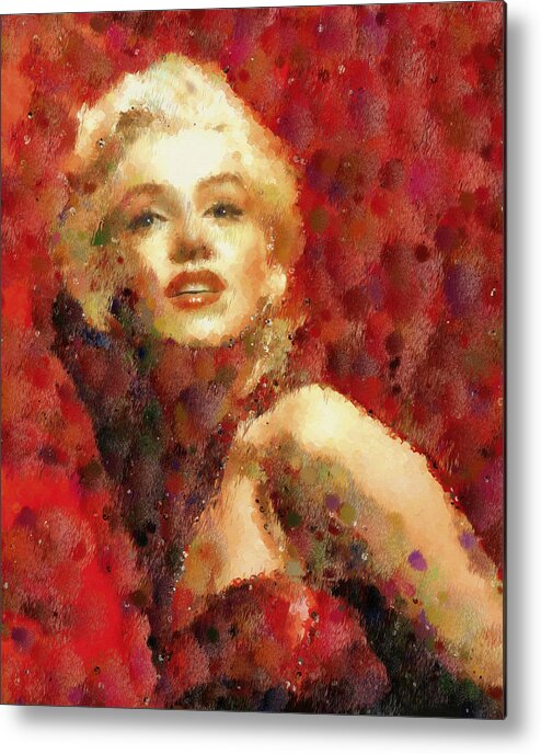 Marilyn Monroe Metal Print featuring the painting Marilyn Monroe Pop Art Portrait by Georgiana Romanovna