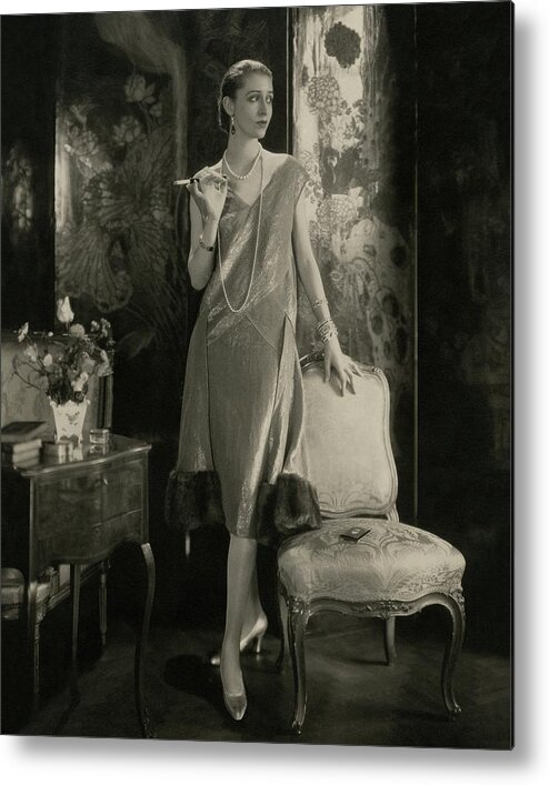 Accessories Metal Print featuring the photograph Marion Morehouse Wearing A Lucien Lelong Dress by Edward Steichen