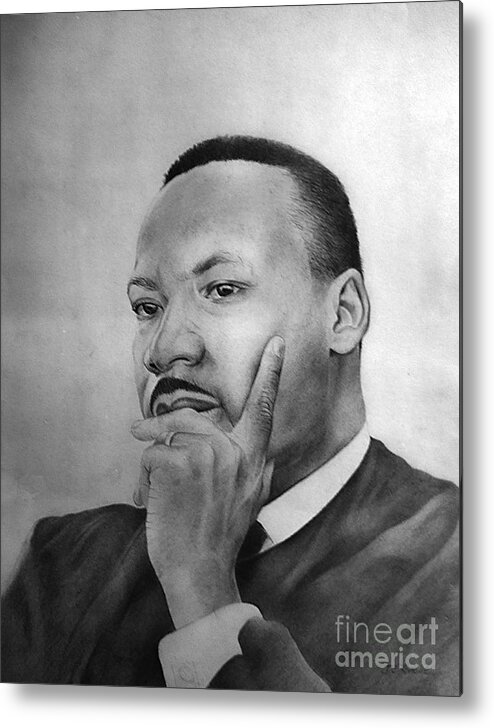  Metal Print featuring the drawing Martin Luther King Thinking by Joe Roache