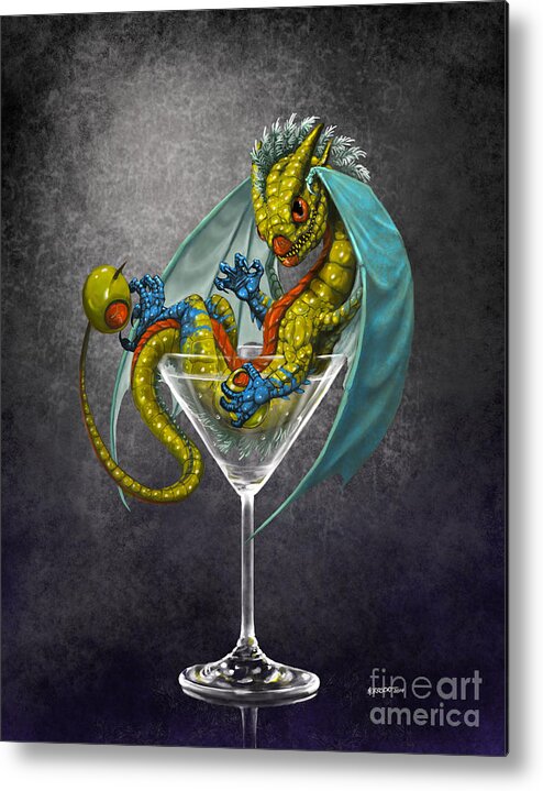 Dragon Metal Print featuring the digital art Martini Dragon by Stanley Morrison