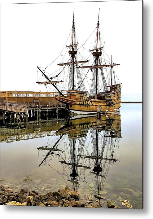 Janice Drew Metal Print featuring the photograph Mayflower II Reflections by Janice Drew