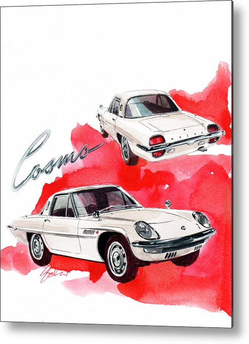 Mazda Cosmo Sport With Rotally Engine Metal Print featuring the painting Mazda Cosmo Sport by Yoshiharu Miyakawa