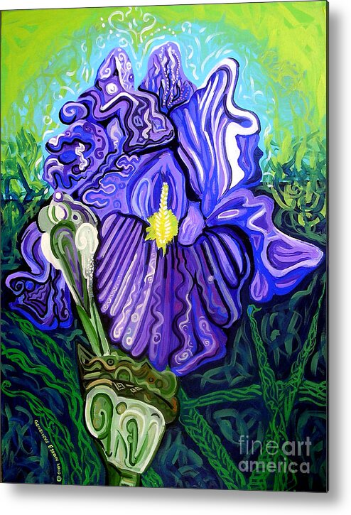 Metaphysicaliris Metal Print featuring the painting Metaphysical Iris by Genevieve Esson