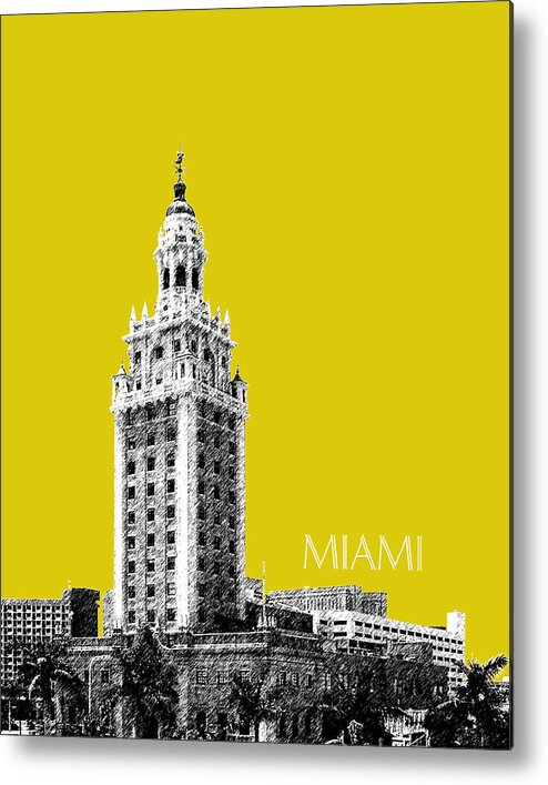 Architecture Metal Print featuring the digital art Miami Skyline Freedom Tower - Mustard by DB Artist