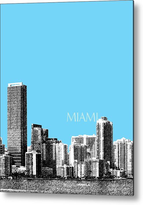 Architecture Metal Print featuring the digital art Miami Skyline - Sky Blue by DB Artist