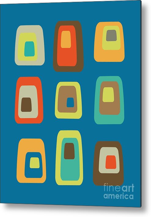 Abstract Metal Print featuring the digital art Mid Century Modern Oblongs by Donna Mibus