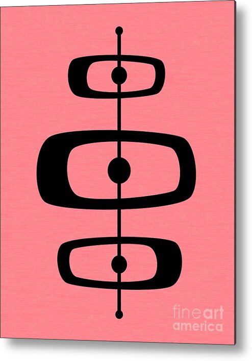 Pink Metal Print featuring the digital art Mid Century Shapes 2 on Pink by Donna Mibus