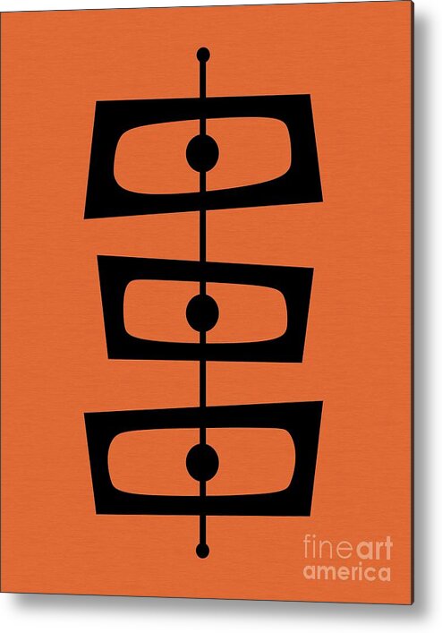 Orange Metal Print featuring the digital art Mid Century Shapes on Orange by Donna Mibus