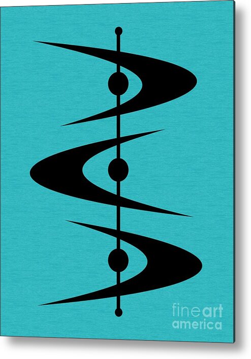 Blue Metal Print featuring the digital art Mid Century Shapes 3 on Turquoise by Donna Mibus