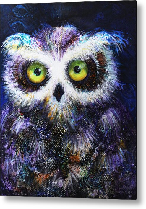 Moon Metal Print featuring the painting Midnight Hoot by Laurel Bahe