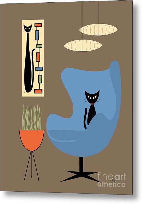 Egg Chair Metal Print featuring the digital art Mini Rectangle Cat by Donna Mibus