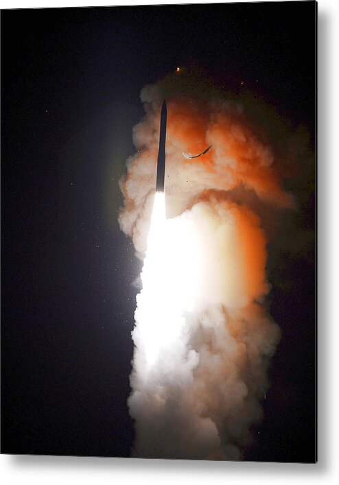 Missile Metal Print featuring the photograph Minuteman IIi Missile Test by Science Source