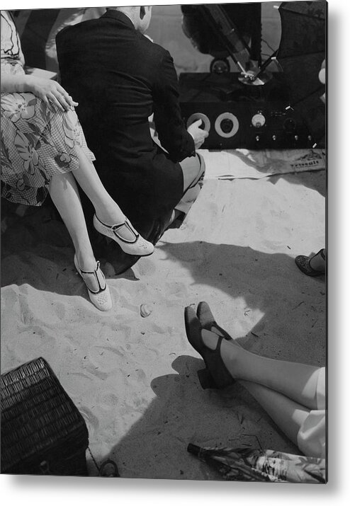 Accessories Metal Print featuring the photograph Models Wearing Crocheted Shoes by Edward Steichen