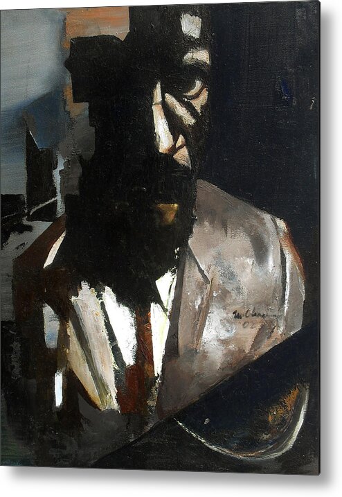 Thelonious Monk Jazz Piano Portrait Metal Print featuring the painting Monk by Martel Chapman