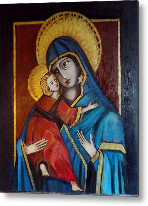 Holy Mary Metal Print featuring the painting Mother and Child by Irena Mohr