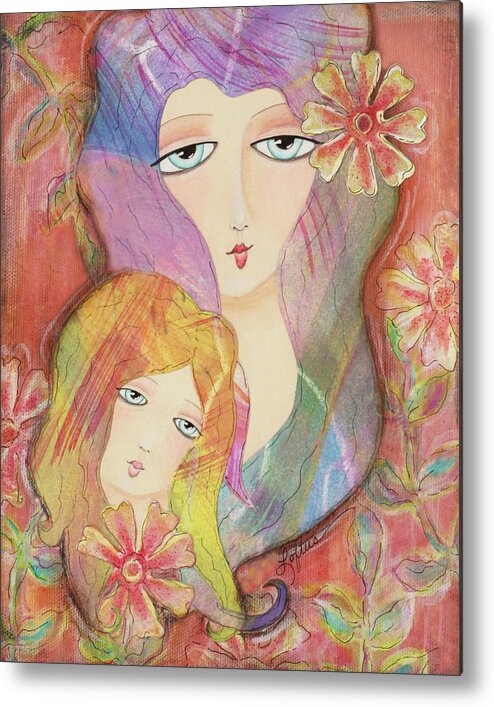 Mother Daughter Metal Print featuring the painting Mothers Love by Joann Loftus