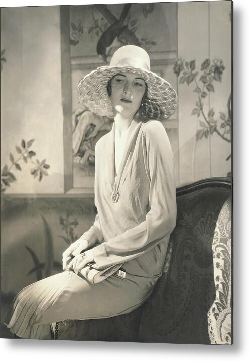 Accessories Metal Print featuring the photograph Muriel Finley Wearing A Dress By Lanvin by Edward Steichen