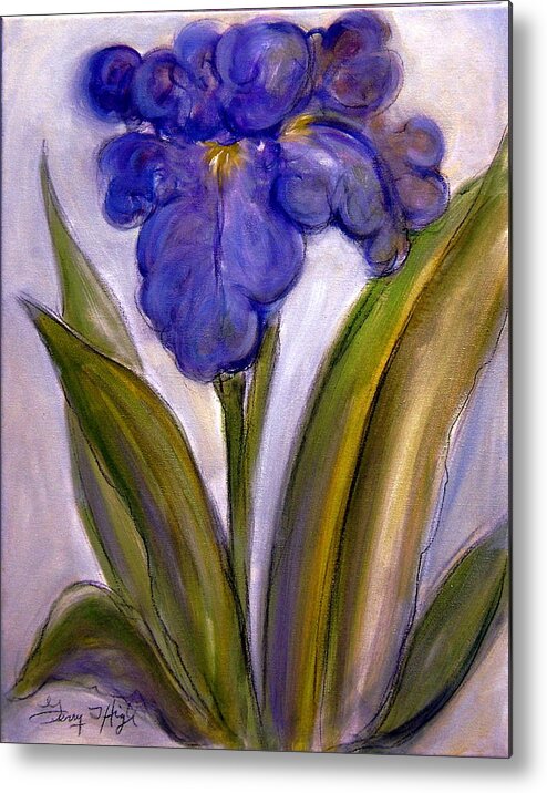 Purple Iris Metal Print featuring the painting My Iris by Gerry High