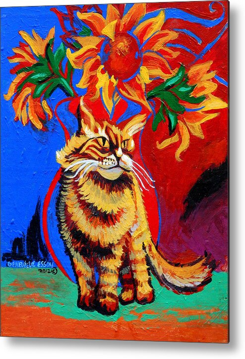Cat Metal Print featuring the painting Natasha by Genevieve Esson