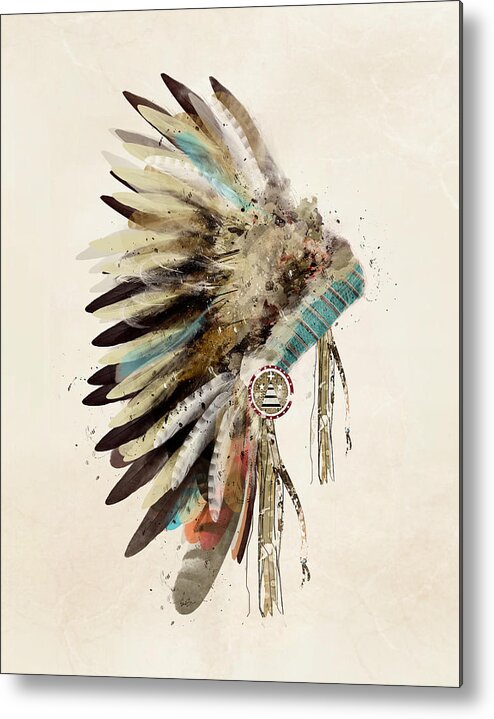 Native Headdress Metal Print featuring the painting Native Headdress by Bri Buckley