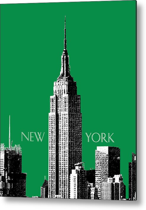Architecture Metal Print featuring the digital art New York Skyline Empire State Building - Forest Green by DB Artist