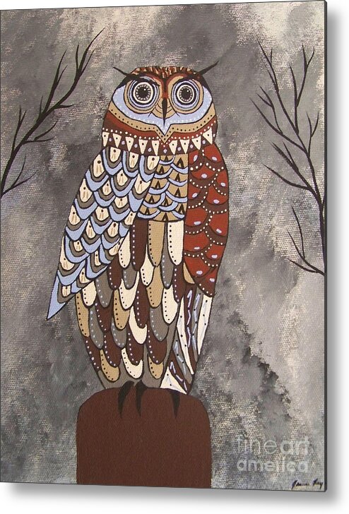 Owl Painting Metal Print featuring the painting Night Vision by Jean Fry