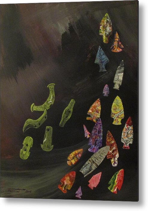 Projectile Points Metal Print featuring the painting Jewels from Ohio by Dave Farrow